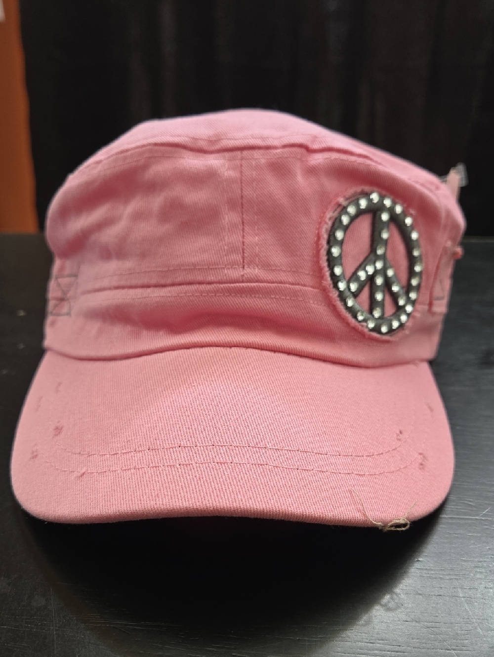 Pink Peace Sign Canvas Cap - Women's Hat
